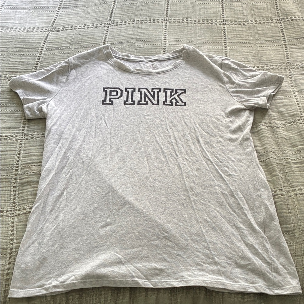 PINK Victoria's Secret White Short Sleeve Logo Tee